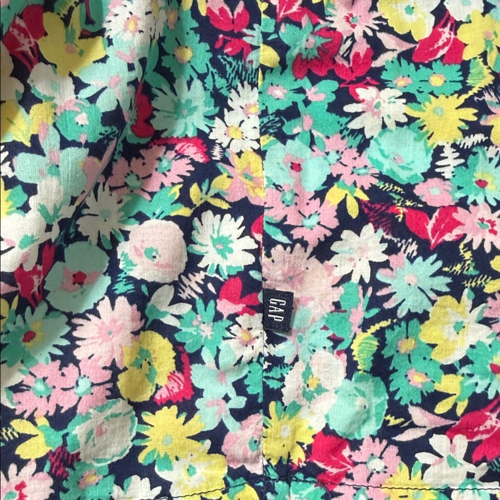 GAP Girls Floral Shirred Dress in Mint, Pink & Yellow - Picture 4 of 5